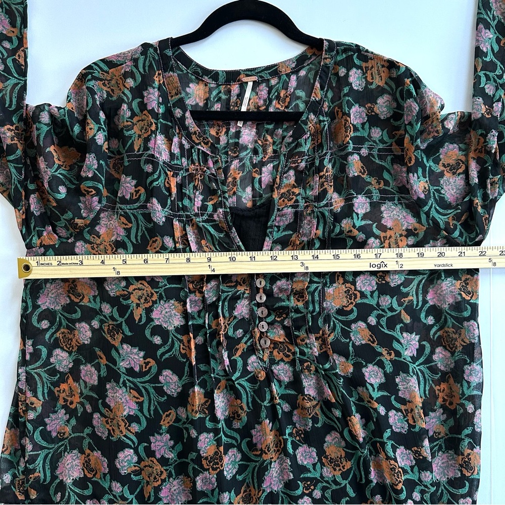 Free People See It Through Dress in Black Combo Floral | XL | EUC - Picture 7 of 14